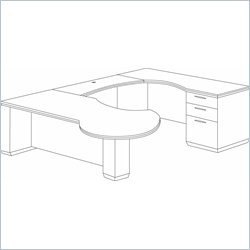 DMi Pimlico Right U-Shape Wood Peninsula Desk (Partially Assembled)-Bronze Cherry