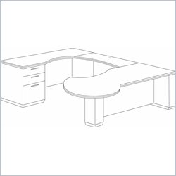 DMi Pimlico Left U-Shape Wood Peninsula  Desk (Flat Pack)-Bronze Cherry