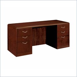 DMi Summit 72 in. Wood Kneehole Credenza in Cherry (Flat Pack)-Reeded Edge