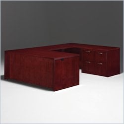 DMi Summit Right Lateral File U-Shape Wood Executive Desk in Cherry (Flat Pack)-Coped Edge