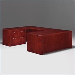 DMi Summit Left Lateral File U-Shape Wood Desk in Cherry (Flat Pack)