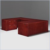 DMi Summit Left Lateral File U-Shape Wood Desk in Cherry (Flat Pack)