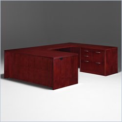 DMi Summit Personal File U-Shape Wood Desk in Cherry-Coped Edge