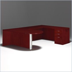DMi Summit Right Peninsula U-Shape Wood Desk in Cherry-Coped Edge