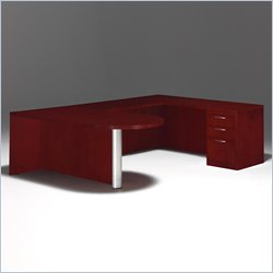 DMi Summit U-Shape Right Wood Peninsula Desk in Cherry (Flat Pack)-Reeded Edge