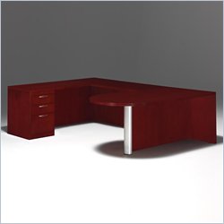DMi Summit Left Peninsula U-Shape Wood Desk in Cherry-Coped Edge