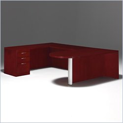 DMi Summit Left U-Shape Wood Peninsula Desk in Cherry (Flat Pack)