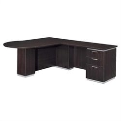 DMi Pimlico Right Peninsula L-Shape Wood Desk (Partially Assembled)-Mocha