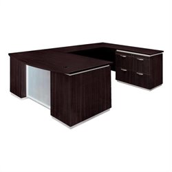 DMi Pimlico Wood Bow Front U-Shape Desk (Flat Pack)-Mocha