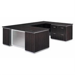 DMi Pimlico Right Lateral File U-Shape Wood Desk-Cognac Cherry