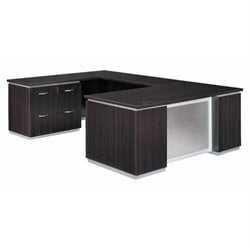 DMi Pimlico Left Lateral File U-Shape Wood Desk (Flat Pack)-Mocha