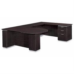DMi Pimlico Right U-Shape Wood Peninsula Desk (Flat Pack)-Mocha