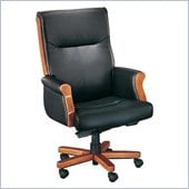 DMi Seating Executive Office Chair with Exposed Wood in Black Leather