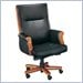 Allura Office Seating Executive Office Chair with Exposed Wood in Black Leather