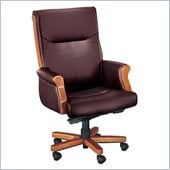 DMi Seating Executive Office Chair with Exposed Wood in Burgundy Leather