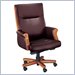 Allura Office Seating Executive Office Chair with Exposed Wood in Burgundy Leather