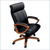 DMi Seating Executive Black Leather Office Chair with Exposed Wood