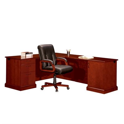 DMi Belmont Left L-Shape Corner Wood Desk in Cherry
