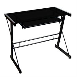 Walker Edison Solo Small Glass Top Computer Desk in Black