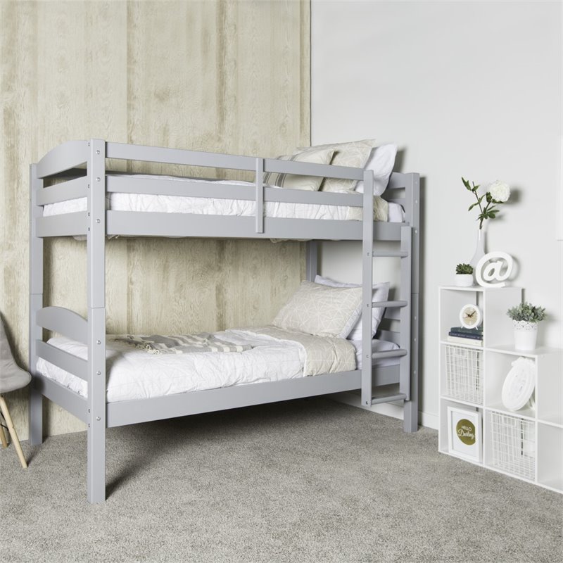 Walker Edison Twin Over Bunk Bed In Gray