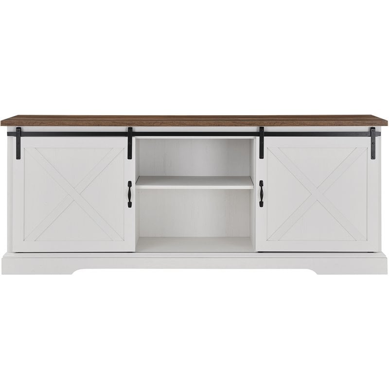 Sliding Barn Door Tv Console Reclaimed Barnwood Brushed White