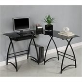 Walker Edison L-Shape Glass Computer Desk in Black