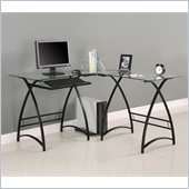 Walker Edison L-Shape Glass Computer Desk in Clear and Black