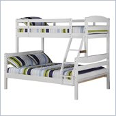 Walker Edison Twin Over Full Solid Wood Bunk Bed in White Finish