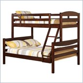 Walker Edison Twin over Double Solid Wood Bunk Bed in Brown Finish