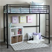 Walker Edison Sunset Metal Twin Loft Bunk Bed in Black Finish