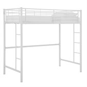 Walker Edison Sunrise Metal Twin Loft Bunk Bed in White Finish