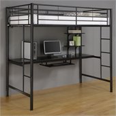 Walker Edison Sunset Metal Twin Workstation Loft Bunk Bed in Black