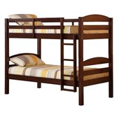 Walker Edison Twin Over Twin Solid Wood Bunk Bed in Espresso Finish