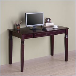 Walker Edison Elegant Solid Wood Writing Desk in Walnut Brown