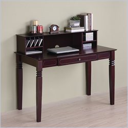 Walker Edison Elegant Solid Wood Writing Desk with Hutch in Walnut Brown
