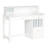 Walker Edison Deluxe Solid Wood Desk with Hutch in White