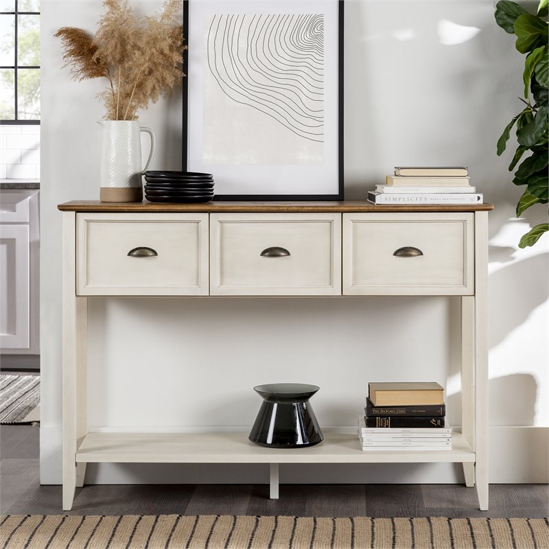 Rustic white store buffet table