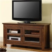 Walker Edison 44 Inch Full-Door Wood TV Console in Traditional Brown