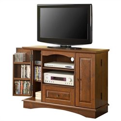 Walker Edison 42 Inch Bedroom TV Console with Media Storage in Traditional Brown