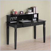 Walker Edison Elegant Solid Wood Desk with Hutch in Black