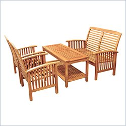 Walker Edison 4 Piece Wood Patio Set in Brown