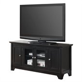Walker Edison 52 in. Wood TV Console with Four Doors in Matte Black