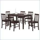 Walker Edison Bentley 7-Piece Wood Dining Set in Espresso