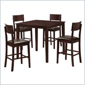 Walker Edison Stanley 5-Piece Wood Pub Table Set in Espresso