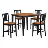Walker Edison Beaumont 5-Piece Wood Pub Table Set in Natural/Black