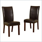 Walker Edison Faux Leather Dining Chair in Brown (Set of 2)