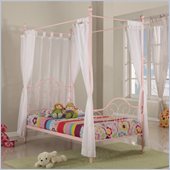 Walker Edison Metal Twin Canopy Bed in Pink