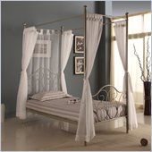 Walker Edison Metal Twin Canopy Bed in Pewter Metallic