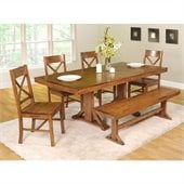 Walker Edison 6-Piece Millwright Wood Dining Set in Antique Brown