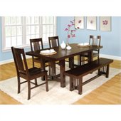 Walker Edison 6-Piece Meridian Wood Dining Set in Cappuccino